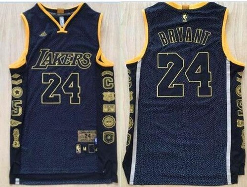 Men's Los Angeles Lakers #24 Kobe Bryant Black Retired Commemorative Swingman Jersey