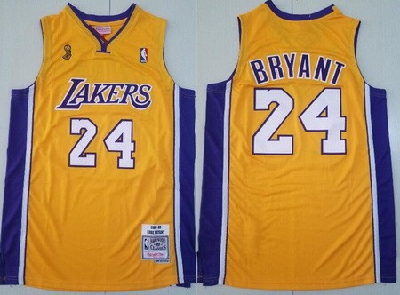 Men's Los Angeles Lakers #24 Kobe Bryant Yellow 2009 Champions Swingman Jersey