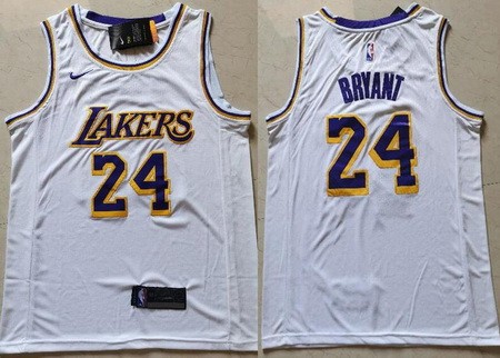 Men's Los Angeles Lakers #24 Kobe Bryant White Icon Swingman Jersey