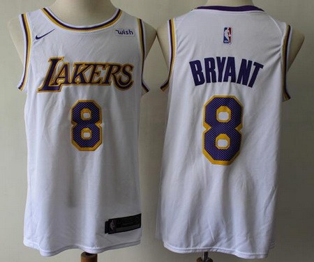 Men's Los Angeles Lakers #8 Kobe Bryant White Icon Sponsor Swingman Jersey