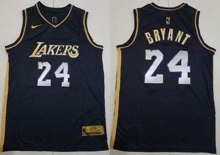 Men's Los Angeles Lakers #24 Kobe Bryant Black Gold 2021 Icon Swingman Jersey