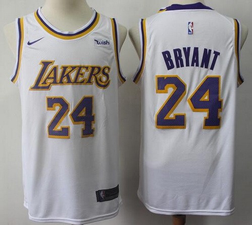 Men's Los Angeles Lakers #24 Kobe Bryant White Icon Sponsor Swingman Jersey