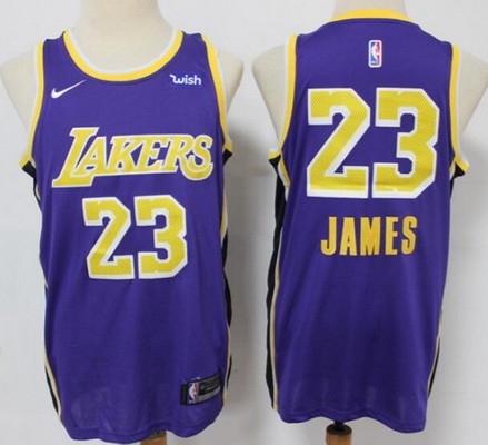 Men's Los Angeles Lakers #23 LeBron James Purple 2020 Icon Sponsor Swingman Jersey