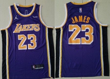 Men's Los Angeles Lakers #23 LeBron James Purple 2021 Icon Sponsor Swingman Jersey