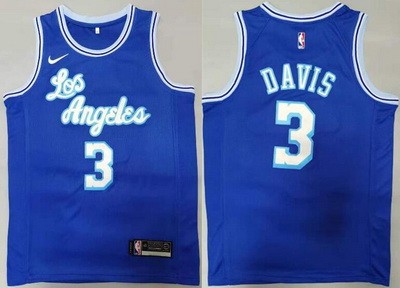 Men's Los Angeles Lakers #3 Anthony Davis Blue Classic Icon Swingman Jersey