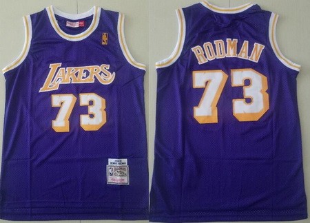 Men's Los Angeles Lakers #73 Dennis Rodman Purple 1998 Throwback Swingman Jersey