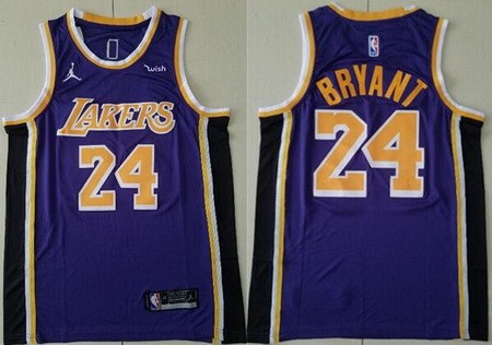Men's Los Angeles Lakers #24 Kobe Bryant Purple 2021 Icon Sponsor Swingman Jersey