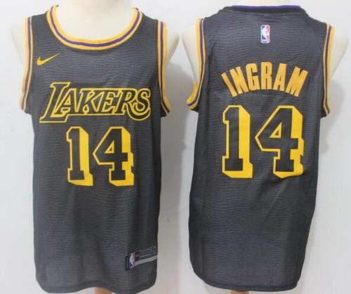 Men's Los Angeles Lakers #14 Brandon Ingram Black The City Icon Swingman Jersey
