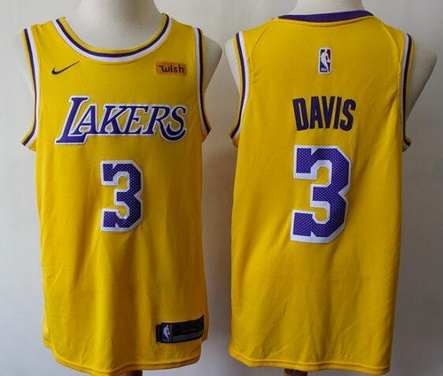 Men's Los Angeles Lakers #3 Anthony Davis Yellow Icon Sponsor Swingman Jersey