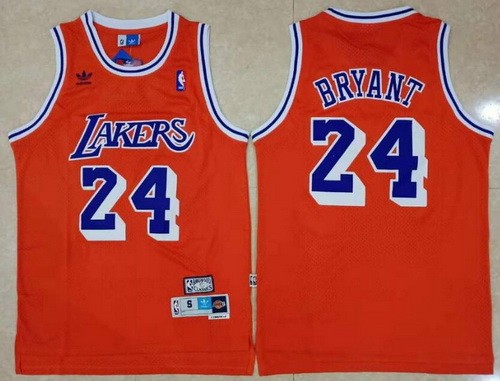 Men's Los Angeles Lakers #24 Kobe Bryant Orange Throwback Swingman Jersey