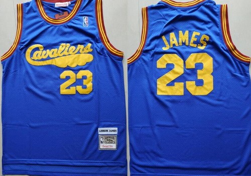 Men's Los Angeles Lakers #23 LeBron James Blue Throwback Swingman Jersey