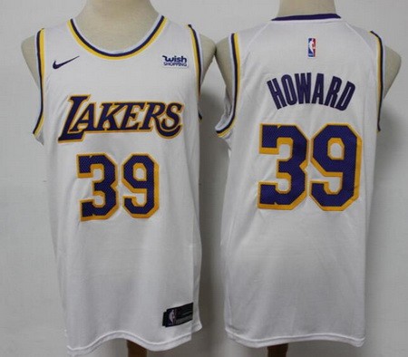 Men's Los Angeles Lakers #39 Dwight Howard White Icon Sponsor Swingman Jersey