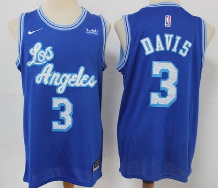Men's Los Angeles Lakers #3 Anthony Davis Blue Classic Icon Sponsor Swingman Jersey