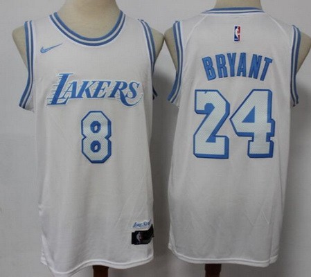 Men's Los Angeles Lakers #8#24 Kobe Bryant White 2021 City Icon Swingman Jersey
