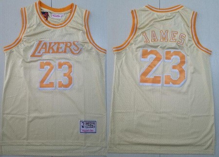 Men's Los Angeles Lakers #23 LeBron James Gold Hollywood Classic Swingman Jersey