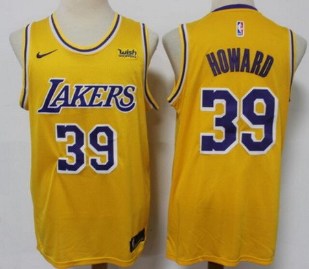 Men's Los Angeles Lakers #39 Dwight Howard Yellow Icon Sponsor Swingman Jersey