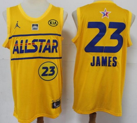 Men's Los Angeles Lakers #23 LeBron James Yellow 2021 All Star Icon Sponsor Swingman Jersey