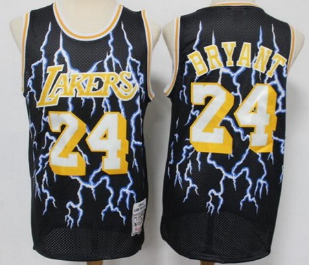 Men's Los Angeles Lakers #24 Kobe Bryant Black Lightning Hollywood Classic Swingman Jersey