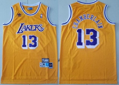 Men's Los Angeles Lakers #13 Wilt Chamberlain Yellow Hollywood Classic Swingman Jersey