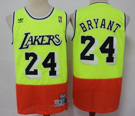 Men's Los Angeles Lakers #24 Kobe Bryant Green Orange Hollywood Classic Swingman Jersey