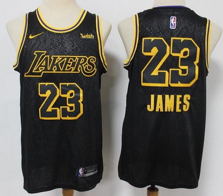 Men's Los Angeles Lakers #23 LeBron James Black City 2020 Icon Sponsor Swingman Jersey