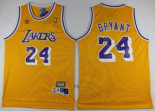 Men's Los Angeles Lakers #24 Kobe Bryant Yellow Hollywood Classic Throwback Swingman Jersey