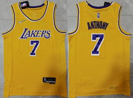 Men's Los Angeles Lakers #7 Carmelo Anthony Yellow Diamond 75th Icon Swingman Jersey