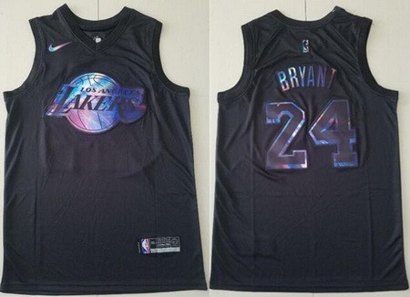 Men's Los Angeles Lakers #24 Kobe Bryant Black Iridescent Holographic Icon Swingman Jersey