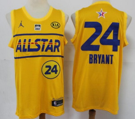 Men's Los Angeles Lakers #24 Kobe Bryant Yellow 2021 All Star Icon Sponsor Swingman Jersey