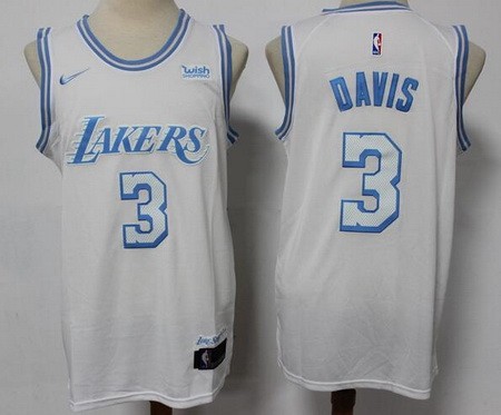 Men's Los Angeles Lakers #3 Anthony Davis White 2021 City Icon Sponsor Swingman Jersey