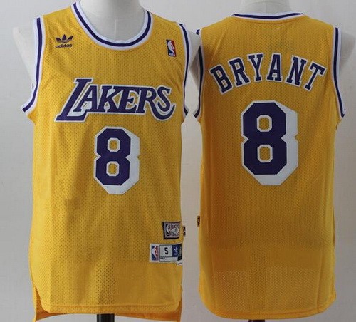 Men's Los Angeles Lakers #8 Kobe Bryant Yellow Hollywood Classic Throwback Swingman Jersey