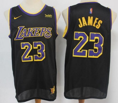 Men's Los Angeles Lakers #23 LeBron James Black 2021 Earned Icon Sponsor Swingman Jersey