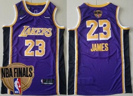Men's Los Angeles Lakers #23 LeBron James Purple 2020 Finals Icon Sponsor Swingman Jersey