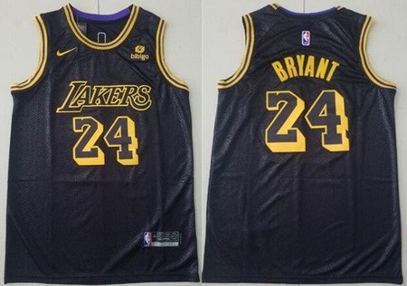 Men's Los Angeles Lakers #24 Kobe Bryant Black City 2021 Icon Sponsor Swingman Jersey