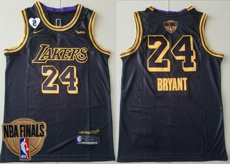Men's Los Angeles Lakers #24 Kobe Bryant Black City 2020 Finals Icon Sponsor Swingman Jersey