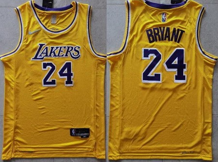 Men's Los Angeles Lakers #24 Kobe Bryant Yellow Diamond 75th Anniversary Icon Swingman Jersey