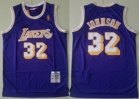 Men's Los Angeles Lakers #32 Magic Johnson Purple 1984 Hollywood Classic Swingman Jersey