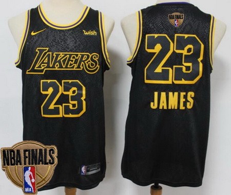 Men's Los Angeles Lakers #23 LeBron James Black City 2020 Finals Icon Sponsor Swingman Jersey