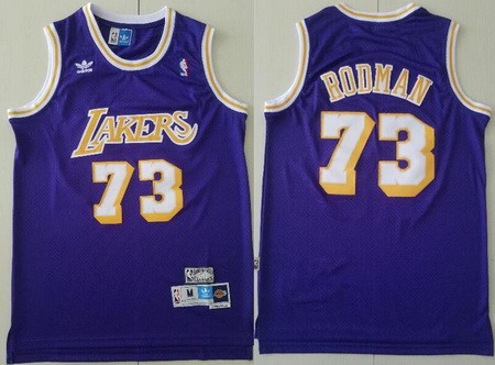 Men's Los Angeles Lakers #73 Dennis Rodman Purple Hollywood Classic Throwback Swingman Jersey