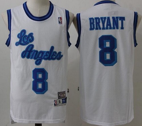 Men's Los Angeles Lakers #8 Kobe Bryant White Hollywood Classic Throwback Swingman Jersey