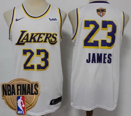 Men's Los Angeles Lakers #23 LeBron James White 2020 Finals Icon Sponsor Swingman Jersey