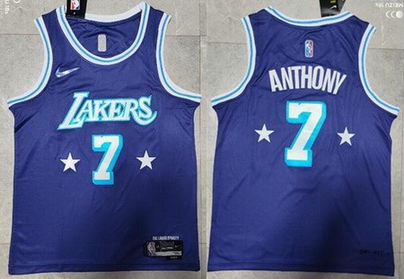 Men's Los Angeles Lakers #7 Carmelo Anthony Purple City Diamond 75th Icon Swingman Jersey