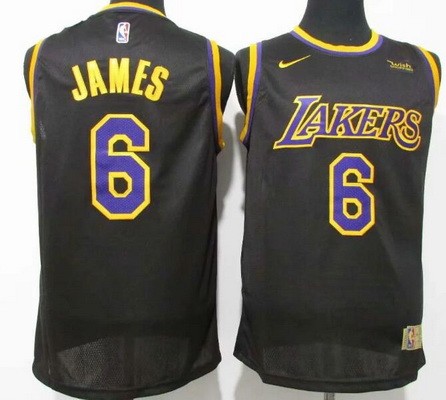 Men's Los Angeles Lakers #6 LeBron James Black 2021 Earned Icon Sponsor Swingman Jersey