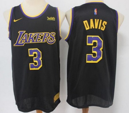 Men's Los Angeles Lakers #3 Anthony Davis Black 2021 Earned Icon Sponsor Swingman Jersey