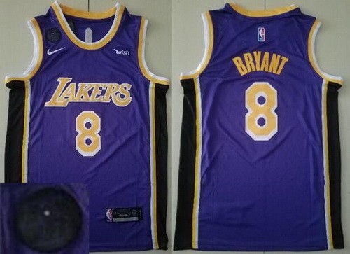 Men's Los Angeles Lakers #8 Kobe Bryant Purple KB Patch Icon Sponsor Swingman Jersey