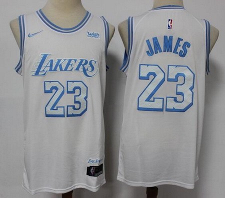 Men's Los Angeles Lakers #23 LeBron James White 2021 City Icon Sponsor Swingman Jersey