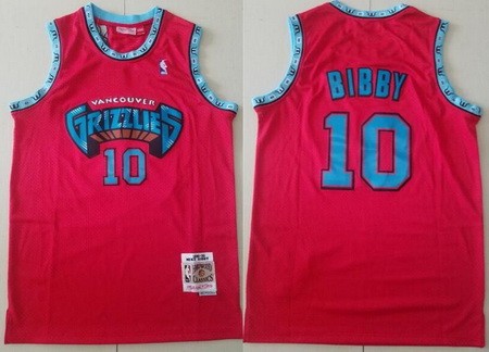 Men's Memphis Grizzlies #10 Mike Bibby Red 1998 Throwback Swingman Jersey