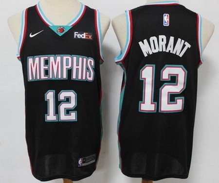 Men's Memphis Grizzlies #12 Ja Morant Black Classics Icon Sponsor Swingman Jersey