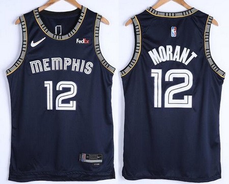 Men's Memphis Grizzlies #12 Ja Morant Navy City Diamond 75th Icon Sponsor Swingman Jersey