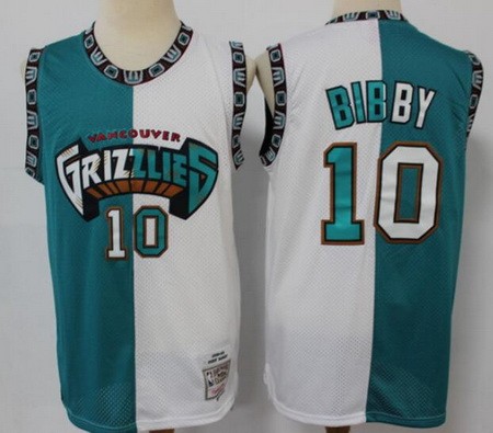 Men's Memphis Grizzlies #10 Mike Bibby Green White Split Throwback Swingman Jersey